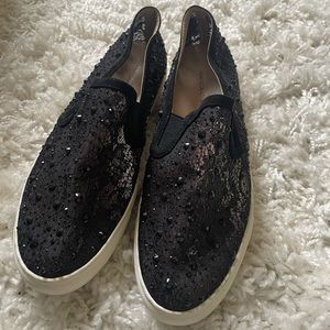 Black Antonio Menlani Rhinestone Slip On Sneakers